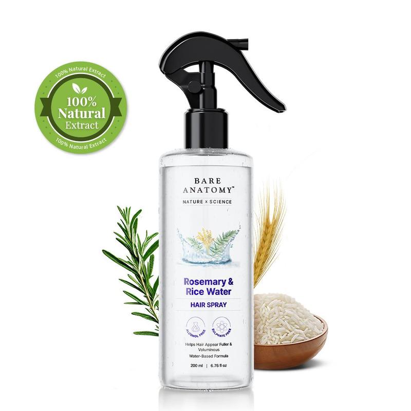 BARE Spray Orgánico para el Crecimiento del Cabello con Romero y Agua de Arroz
